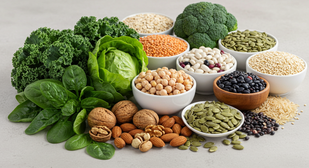 Leafy Greens,Nuts/Seeds, Legumes, Whole Grains 